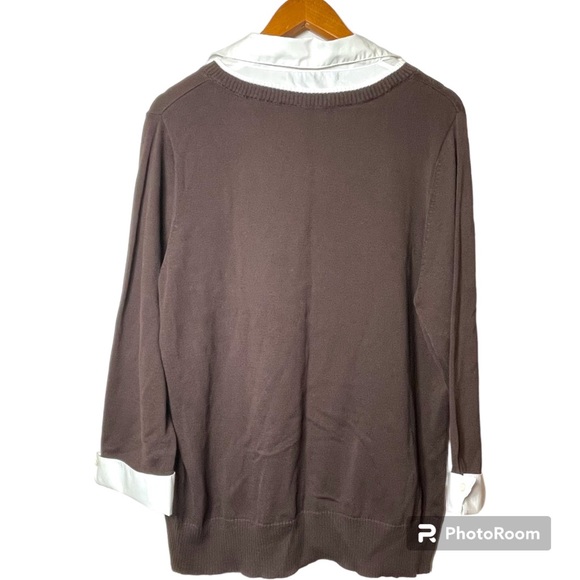 NWT Scott Taylor Woman's Layered Blouse Sweater Brown Blue Size 1X - Picture 4 of 8